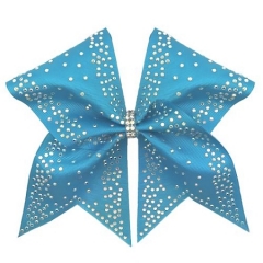 Shining cheer bow ribbon strip motif iron on grosgrain rhinestone transfer for girls