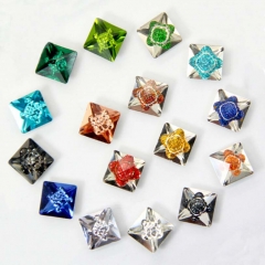 Loose Multicolored Flatback Sew On Crystal Double Square Shape Design Rhinestones For Clothes
