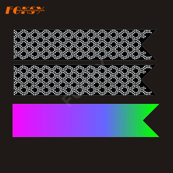 Wholesale Cheer Bow Strips Rhinestone Motif Iron on Glitter Vinyl