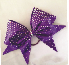 Custom cheer bow ribbon strip Rhinestone transfers iron on purple rain grosgrain