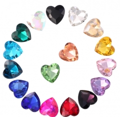 Loose Multicolored Flatback Sew On Crystal Heart Shape Rhinestones For Clothes