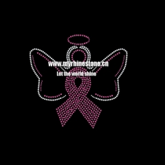 Breast Cancer Awareness with Angel Iron on Rhinestone Design
