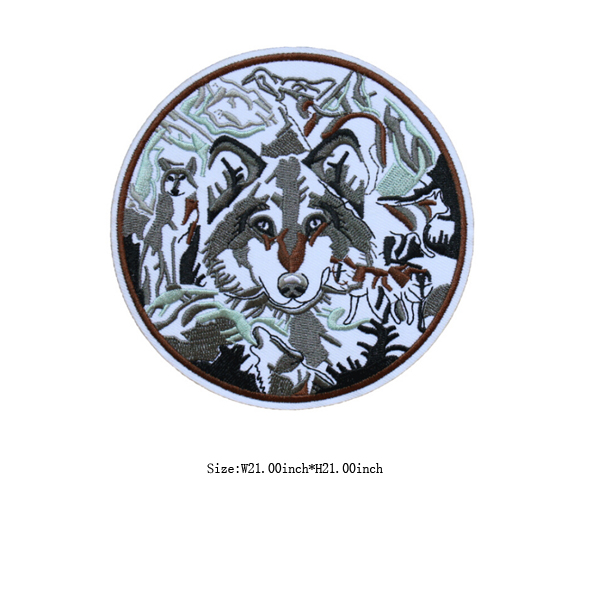 Custom Heat Seal Wolf Motif Embroidered patch For Jacket,Embroidery patch