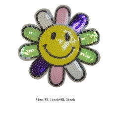 Custom Colorful Sunflower with Smile Emoji Embroidery patch