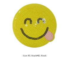 Custom Smile Emoji Moitf Sequin Embroidery patch