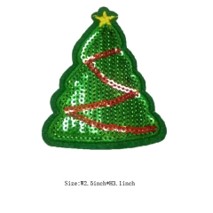 Custom Hot Fix Christmas Tree Motif Embroidery patch