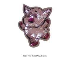 A Dancing Pig Motif Sequin Embroidery Patch