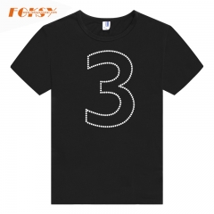 Number 3 Iron On Rhinestone Transfer for Sports Team Numbers applique DIY T-shirt