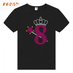 Magic Wand And Crown 8 Birthday Number Hot Fix Rhinestone Transfer for DIY
