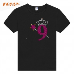 Magic Wand And Crown 9 Birthday Number Hot Fix Rhinestone Transfer for DIY
