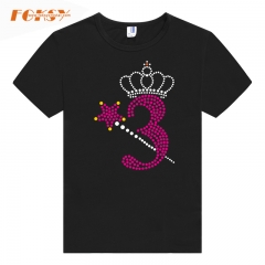 Magic Wand And Crown 3 Birthday Number Hot Fix Rhinestone Transfer for DIY
