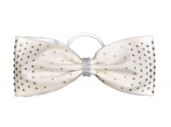 Bling Cheer Bow ribbon strip Iron on Rhinestones Transfer for Clothing