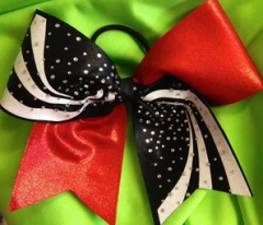 Iron on glitter grosgrain cheer bow strip Rhinestone heat transfer for girls