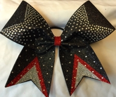 Beautiful Rhinestone Heat Transfer Cheer Bow Motif Iron on Glitter Grosgrain For Girls