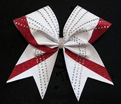 Hot fix cheer bow ribbon strip motif rhinestone heat transfer design iron on grosgrain