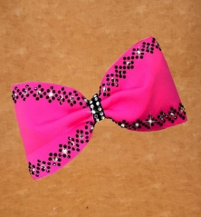 Customized Diamond cheer bow motif Iron On Rhinestone heat transfer design for garment
