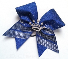 Custom Bling Cheer Bow ribbon strip Design Iron on Grosgrain Rhinestone transfer With Glitter Vinyl