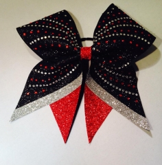 Crystal Clear Cheerleading Motif Iron On Cheer Bow Strips Hotfix Rhinestone Transfer