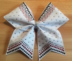 Custom Cheer Bow Ribbon Strip Iron on Rhinestone Heat Transfer Designs