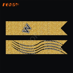 Hot sell cheer bow hot fix rhinestone transfer design iron on grosgrain for girls
