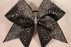 Wholesale Cheer Bow Strip Iron On Black Glitter Grosgrain Crystal Rhinestone Transfers Designs
