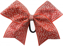 hot fix Custom cheer bow ribbon strip rhinestone transfer motif iron on glitter vinyl grosgrain