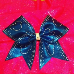 Hotfix Rhinestone Heat Transfer Strip Motif for Cheer Bow Design Iron on Grosgrain with Glitter Vinyl
