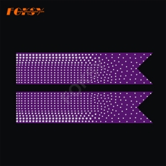 Custom cheer bow ribbon strip Rhinestone transfers iron on purple rain grosgrain