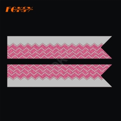 New Design Cheer Bow Ribbon Strip Iron on Glitter Grosgrain Hotfix Rhinestone Transfers