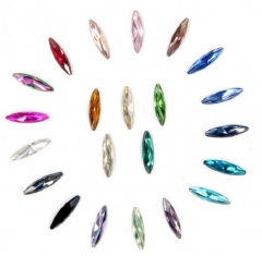 Loose High Grade Embellishment Multicolored Flatback Sew On Crystal Oval Shape Rhinestones For Clothes