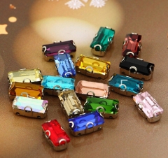 Rectangle Multicolored Sew On Crystal Rhinestone Claw Setting Used For Garment