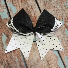 Wholesale Cheer Bow Ribbon Strip Iron on Rhinestone Heat Transfer with glitter vinyl