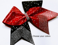 cheer bow ribbon strip Hot fix Rhinestone Transfer iron on glitter grosgrain