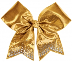 Crystal Cheer Bow Strip Rhinestone Iron On Transfers Design Custom