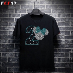 Number 2 Minnie Head Rhinestone Transfer for Kids