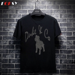 Crystal Custom Design Hot Fix Rhinestone Transfer Iron on T-shirt