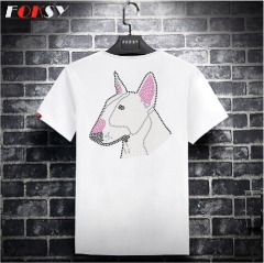 Factory price Dog Motif iron on Hot Fix Rhinestone Transfer design for shirt