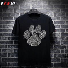 Animals Paw Iron on Rhinestone Motif