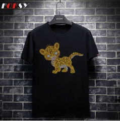 Custom Hot Fix Little Cute Leapard Motif Rhinestone Heat Transfer Design Iron on Clothing