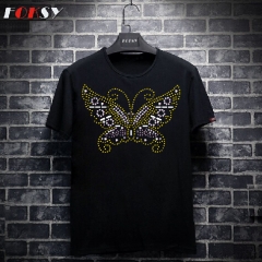 Custom Hot Fix Butterfly Motif Rhinestone Heat Transfer Design Iron on Clothing