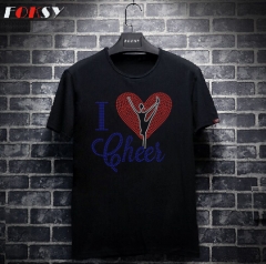 I Love Cheer Rhinestone Motif for T shirts