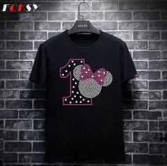 Number 1 Minnie Head Rhinestone Transfer