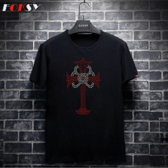 Cross Rhinestone Iron on Motif for Garment