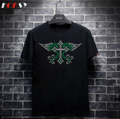 Cross with Wings Rhinestone Heat Press Motif