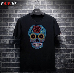 Sugar Skull with A Red Rose Rhinestone Motif