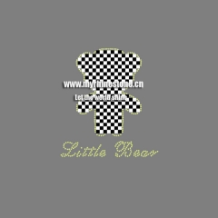 Custom Hot Fix Little Bear Motif Rhinestone Heat Transfer Design Iron on Clothing