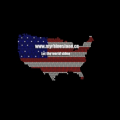 American Map Rhinestone Iron on Transfers