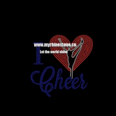 I Love Cheer Rhinestone Motif for T shirts