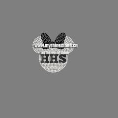 HHS Mickey Bow Iron on Rhinestone Motif