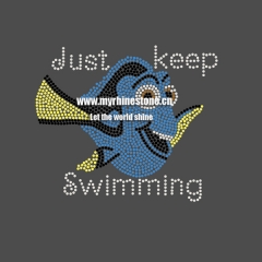 Just Keep Swimming Fish Heat Rhinestone Transfer